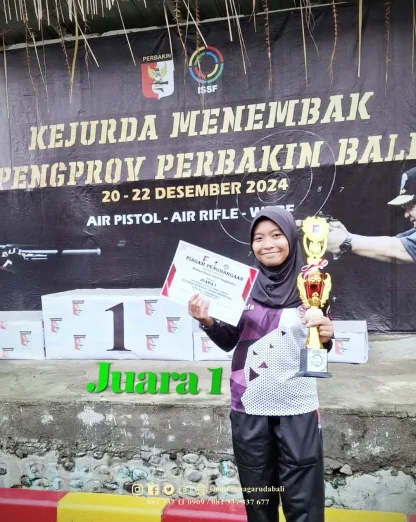 JUARA 1 Dafina Shafa Putri Sugiharto - X.3 meraih Juara 1 di Kejurda Menembak Pengprov Perbakin Bali Selamat ya!